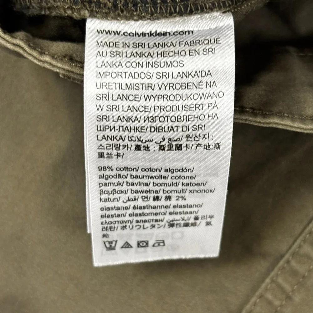 Calvin Klein Mens Authentic Five Pocket Slim Fit Pants Olive Brown Chinos 34x32